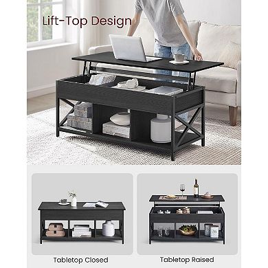 Lift Top Coffee Table With Power Outlet And Storage Shelf