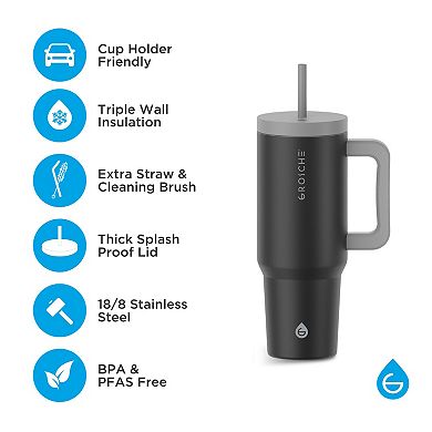 GROSCHE ASPEN 40-oz. Tumbler with Handle and Straw 2-pk.