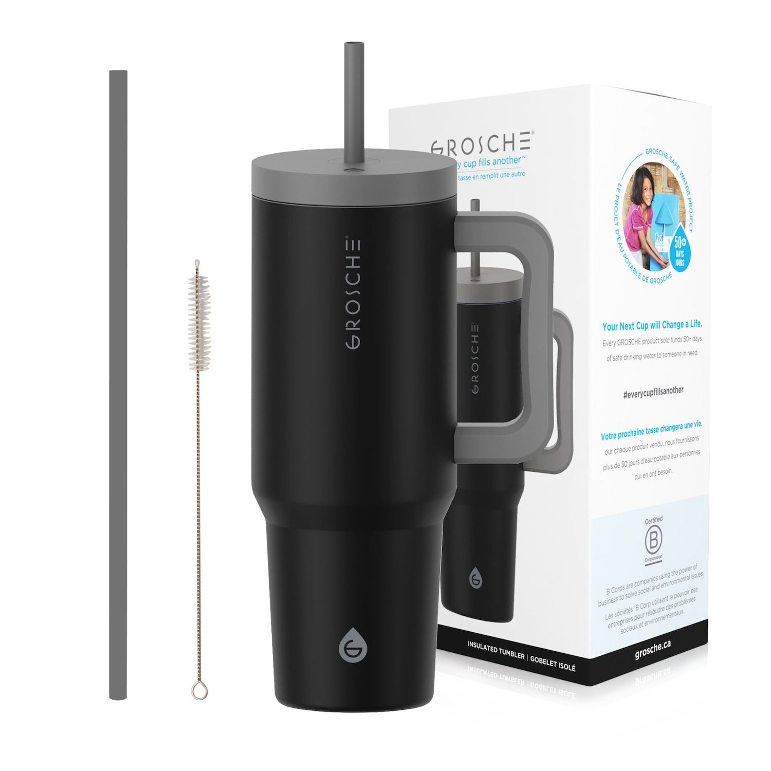 GROSCHE ASPEN 40-oz. Insulated Tumbler with Handle and Straw 2-pk.