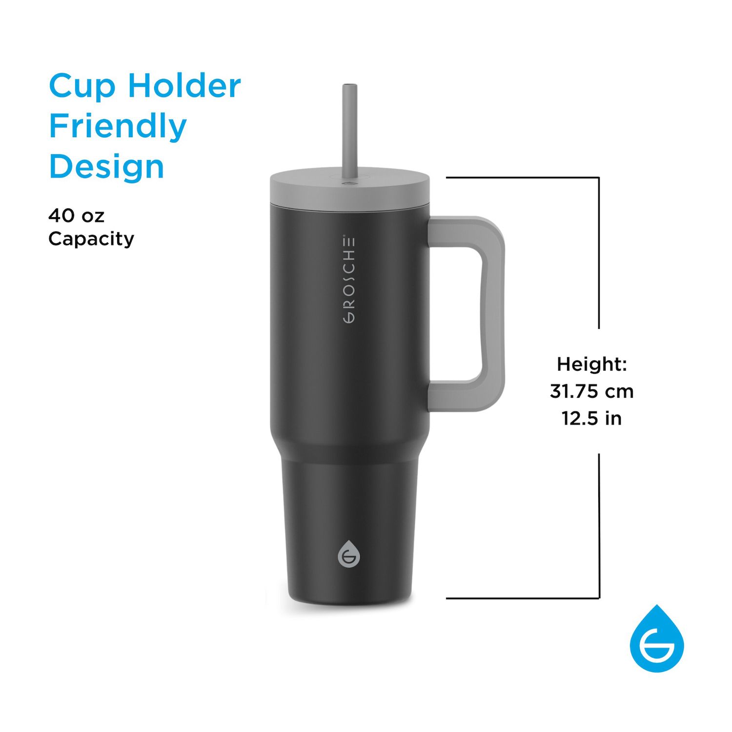 GROSCHE ASPEN 40-oz. Insulated Tumbler with Handle and Straw 2-pk. - Thumbnail 4