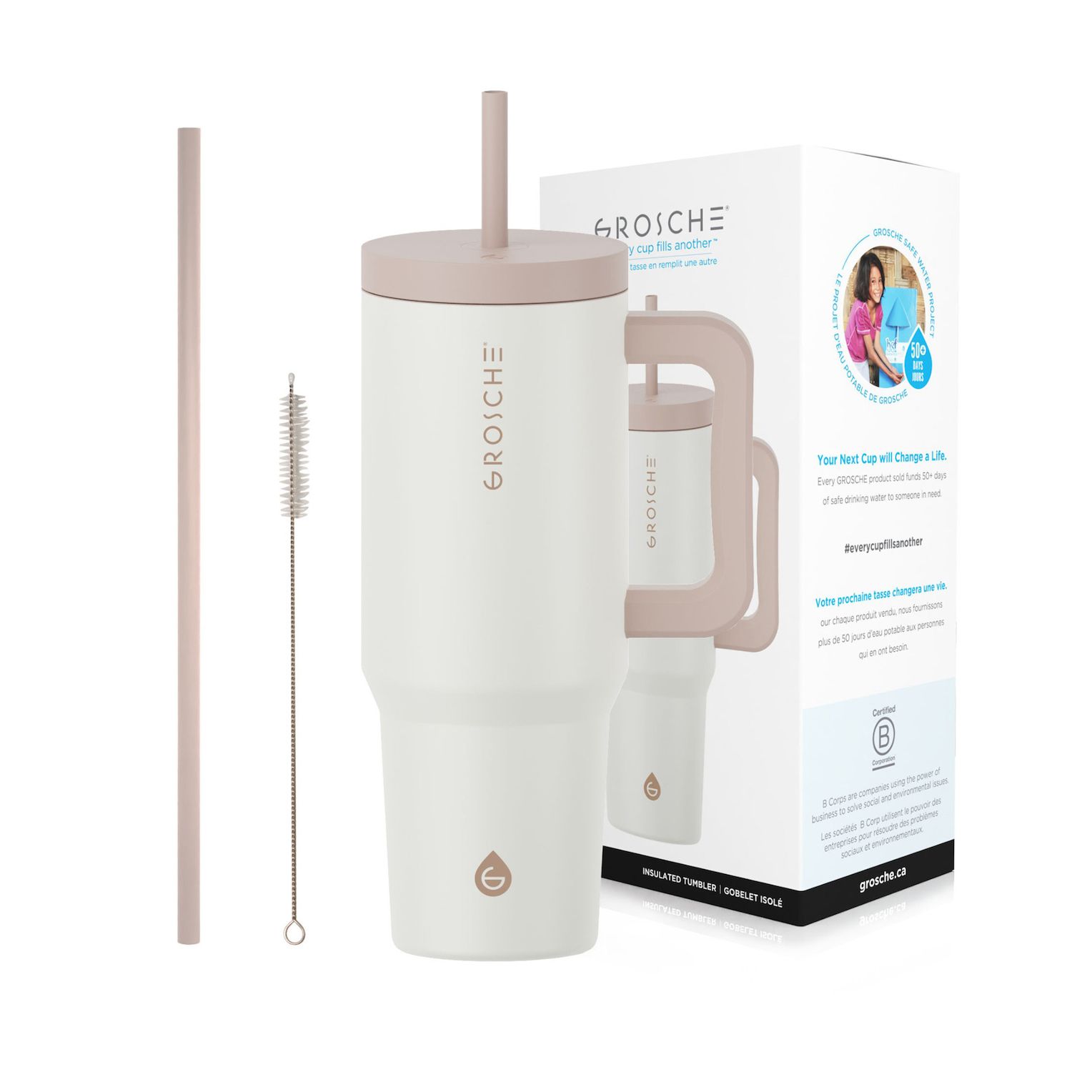 GROSCHE ASPEN 40-oz. Insulated Tumbler with Handle and Straw 2-pk.