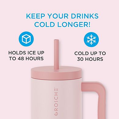 GROSCHE ASPEN 40-oz. Tumbler with Handle and Straw 2-pk.