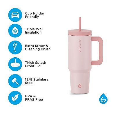 GROSCHE ASPEN 40-oz. Tumbler with Handle and Straw 2-pk.