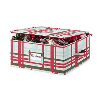 Whitmor Christmas Plaid Rectangle Storage Box