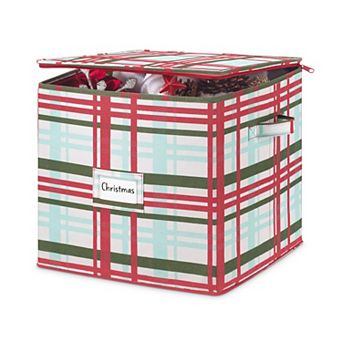 Whitmor Christmas Plaid Square Storage Box