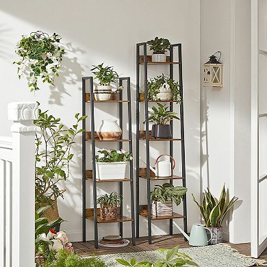 Industrial Brown 4-tier Slim Ladder Shelves With Metal Frame