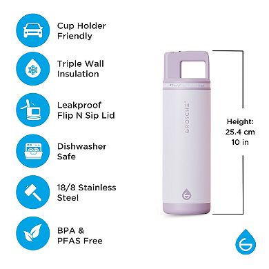 GROSCHE ALPINE Flip 'N Sip Insulated 20-oz. Leakproof Water Bottle with Straw 2-pk.