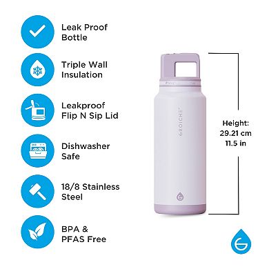 GROSCHE ALPINE Flip 'N Sip Insulated 40-oz. Leakproof Water Bottle with Straw 2-pk.