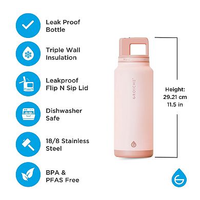 GROSCHE ALPINE Flip 'N Sip Insulated 40-oz. Leakproof Water Bottle with Straw 2-pk.