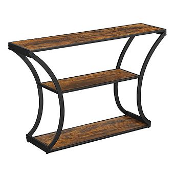 Industrial Brown 3 tier Console Table With Curved Legs
