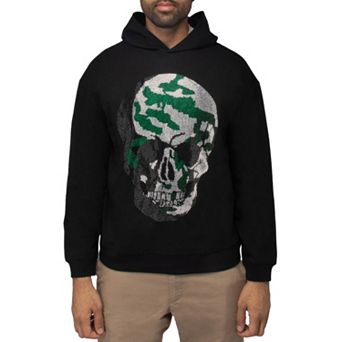 Men's Rinestone Embellished Skull Pullover Hoodie
