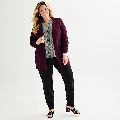 Plus Size Croft & Barrow® Y Neck Button Front Blouse