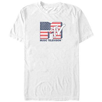 Big & Tall MTV USA Flag Print Logo Graphic Tee
