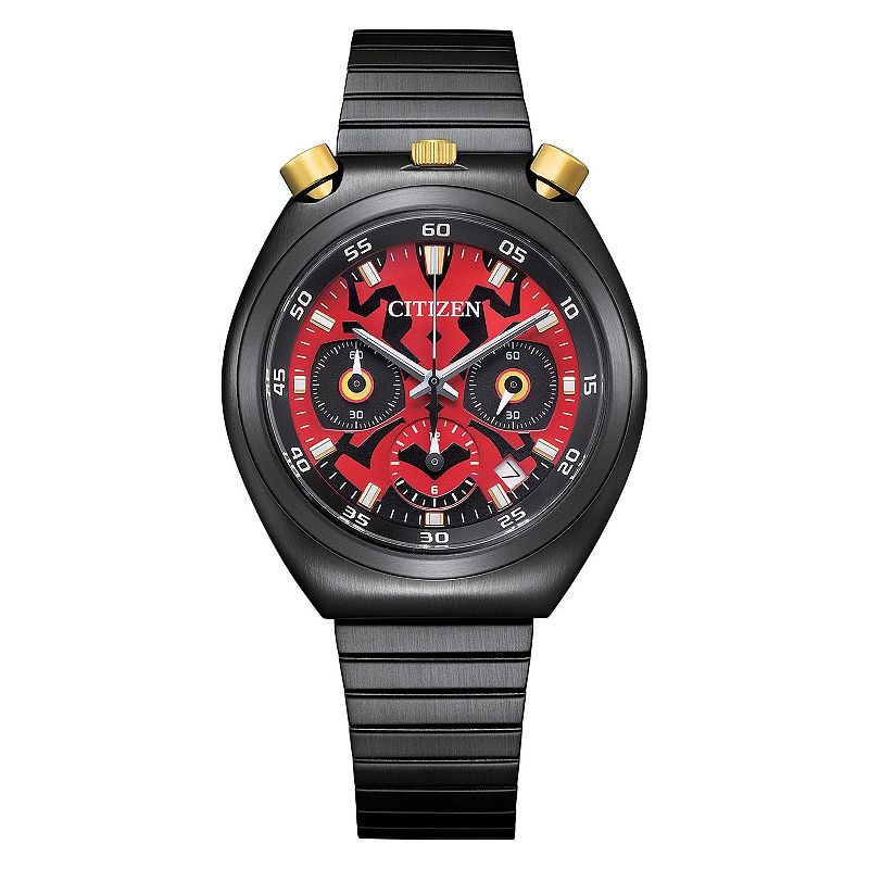 Citizen Men's Star Wars Darth Maul Black IP Stainless Steel Tsuno Chronograph Bracelet Watch, Size: Medium
