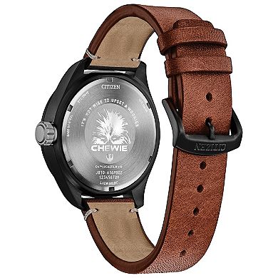 Citizen Men's Eco-Drive Star Wars Chewbacca Stainless Steel Brown Leather Strap Watch