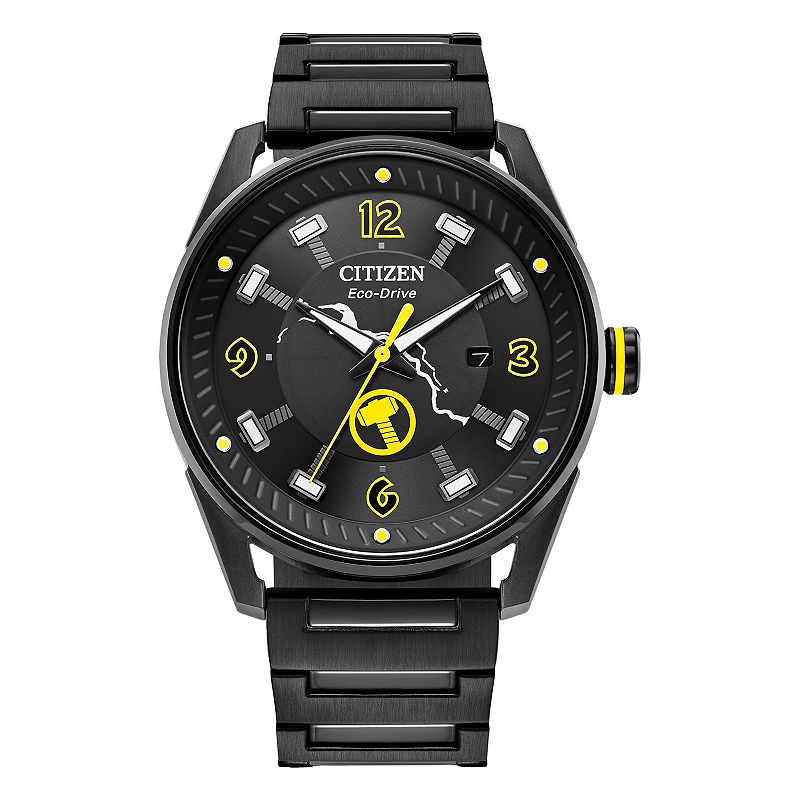 Citizen Men's Eco-Drive Marvel Thor Stainless Steel Bracelet Watch, Size: Large, Black