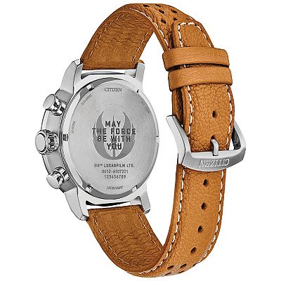 Citizen Men's Eco-Drive Star Wars Rebel Pilot Stainless Steel Chronograph Brown Leather Strap Watch