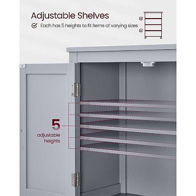 Stylish Wood Bathroom Floor Storage Cabinet with Four Doors and Ample Storage