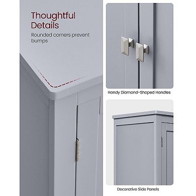 Stylish Wood Bathroom Floor Storage Cabinet with Four Doors and Ample Storage