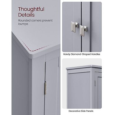 Stylish Wood Bathroom Floor Storage Cabinet with Four Doors and Ample Storage