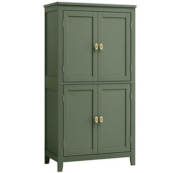Stylish Wood Bathroom Floor Storage Cabinet with Four Doors and Ample Storage