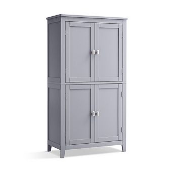 Stylish Wood Bathroom Floor Storage Cabinet with Four Doors and Ample Storage