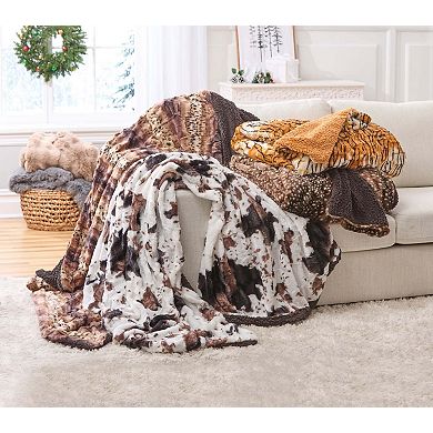 BrylaneHome Faux Fur Animal Print Blanket