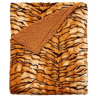 BrylaneHome Faux Fur Animal Print Blanket