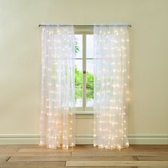 BrylaneHome Pre-Lit Rod-Pocket Curtain Panel