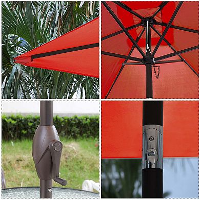 6.5 Ft. X 10 Ft. Steel Rectangle Market Push Button Tilt Patio Umbrella