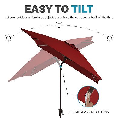 6.5 Ft. X 10 Ft. Steel Rectangle Market Push Button Tilt Patio Umbrella