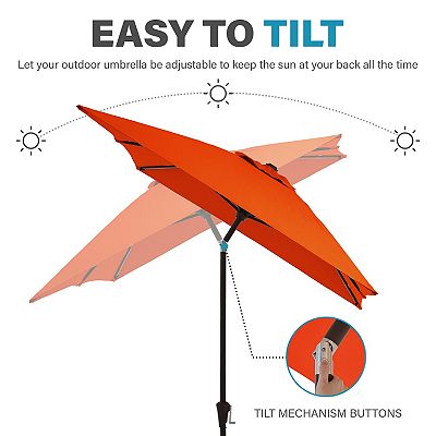 6.5 X 10 Ft Steel Rectangle Market Patio Umbrella with Crank & Push-button  Tilt