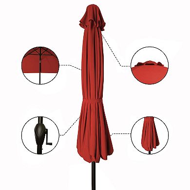 6.5 Ft. X 10 Ft. Steel Rectangle Market Push Button Tilt Patio Umbrella