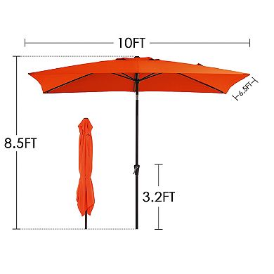Serwall 6.5 X 10 Ft. Steel Rectangle Market Patio Umbrella with Crank & Tilt