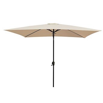6.5 X 10 Ft Steel Rectangle Market Patio Umbrella with Crank & Push-button Tilt
