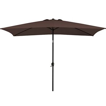 6.5 X 10 Ft Steel Rectangle Market Patio Umbrella with Crank & Push-button Tilt