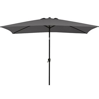 6.5 X 10 Ft Orange Steel Rectangle Market Patio Umbrella with Crank & Push-button Tilt
