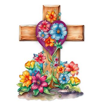Easter Floral Cross Holiday Door Decor By G. Debrekht