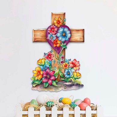 Easter Floral Cross Holiday Door Decor By G. Debrekht