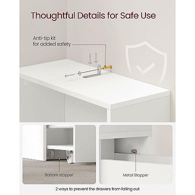 Freestanding Cabinet With Storage Drawers And Adjustable Shelf