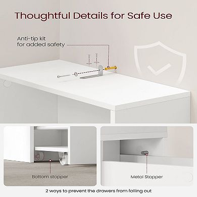 Freestanding Cabinet With Storage Drawers And Adjustable Shelf