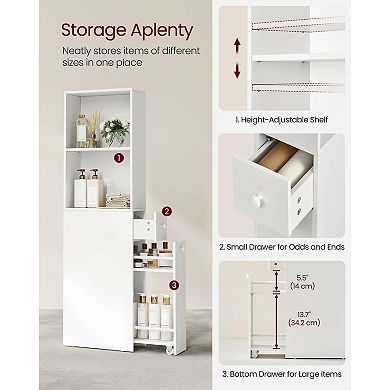 Freestanding Cabinet With Storage Drawers And Adjustable Shelf