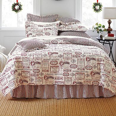 BrylaneHome Vintage Christmas 4 Piece Quilt Set