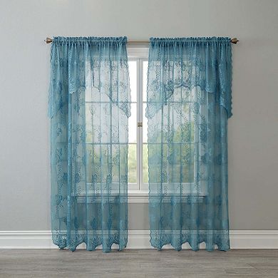Brylanehome Ella Floral Lace Panel With Attached Valance