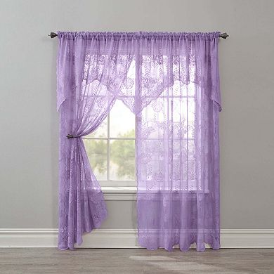 Brylanehome Ella Floral Lace Panel With Attached Valance