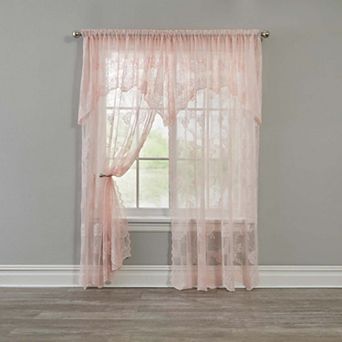 BrylaneHome Ella Floral Lace Panel With Attached Valance