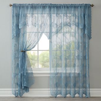 BrylaneHome Ella Floral Lace Panel With Attached Valance
