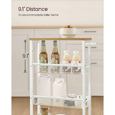 Rolling Cart, 4-tier Utility Cart, Storage Cart With Handle, Metal Frame