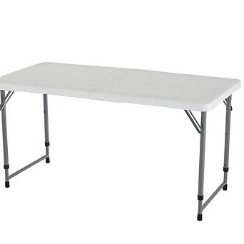 Adjustable Height White Hdpe Plastic Folding Table With Powder Coated Steel Frame