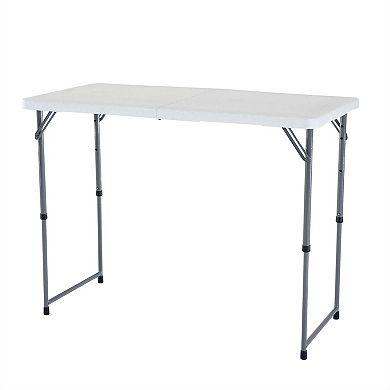 Adjustable Height White Hdpe Plastic Folding Table With Powder Coated Steel Frame
